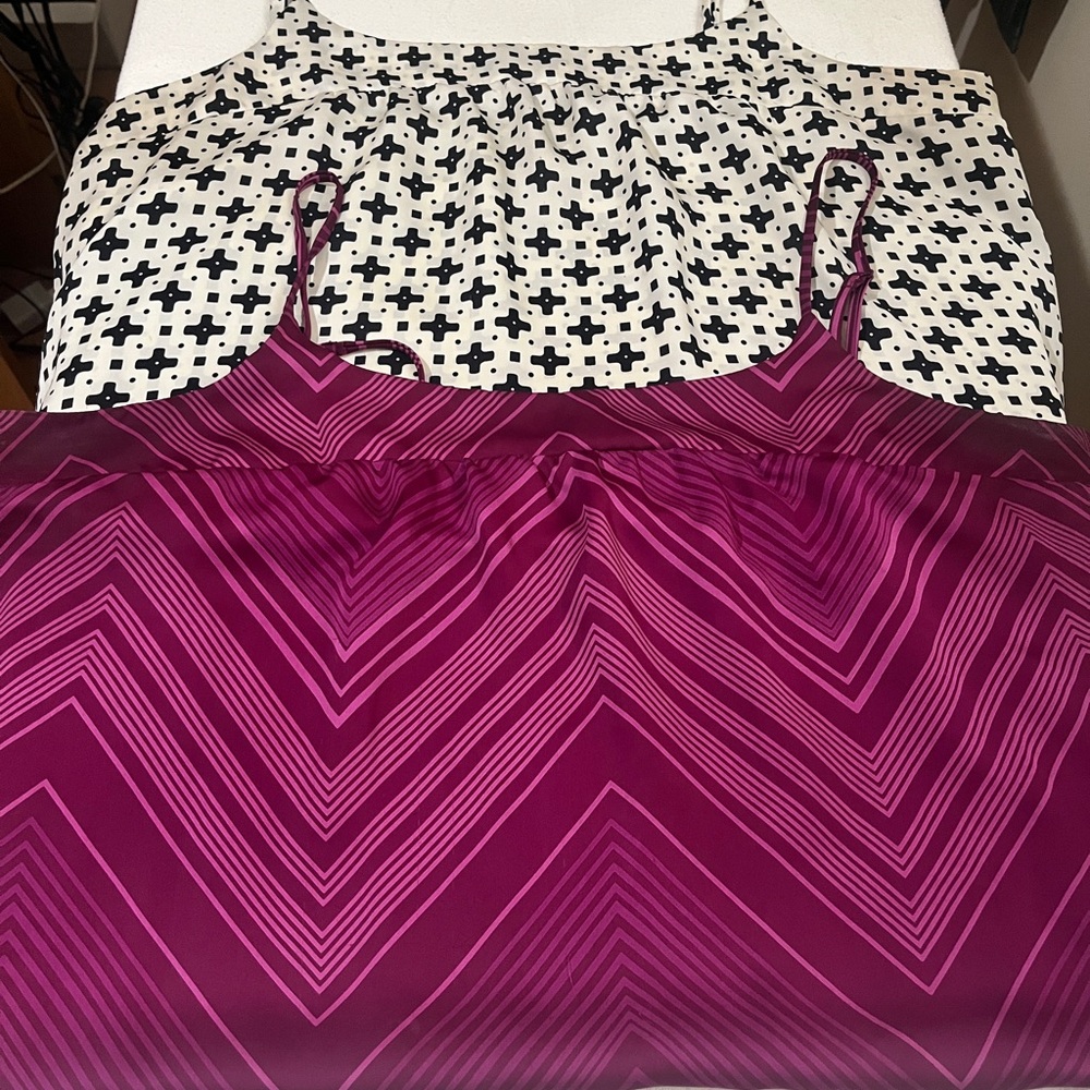 Old Navy Black and White Plus Print Camisole & Purple Chevron Camisole